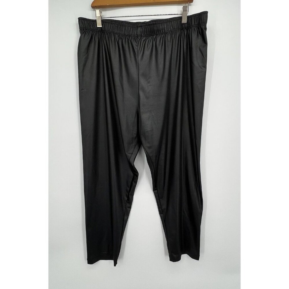 IC Connie K Pull On Crop Pants Tapered Sz 2X Stretch Black Liquid Knit